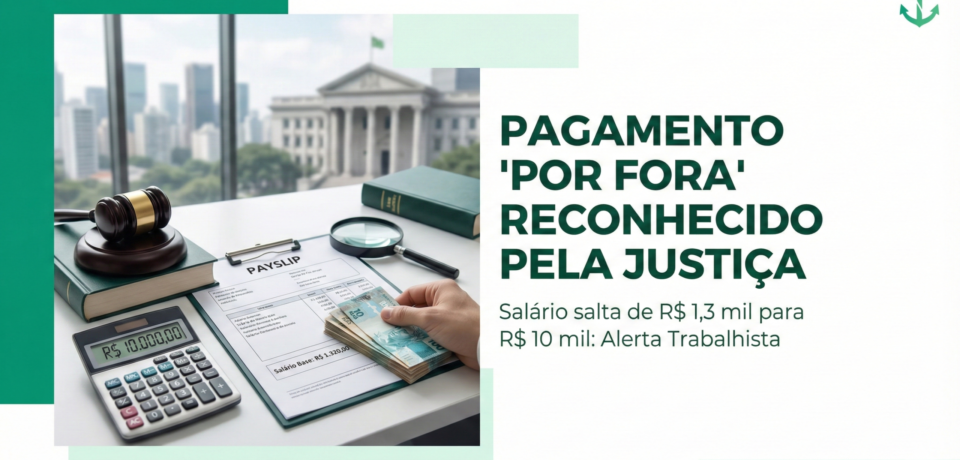 Justiça reconhece salário "por fora" elevando remuneração de R$ 1,3k para R$ 10k. Entenda os riscos de passivo trabalhista para sua empresa no Rio de Janeiro.